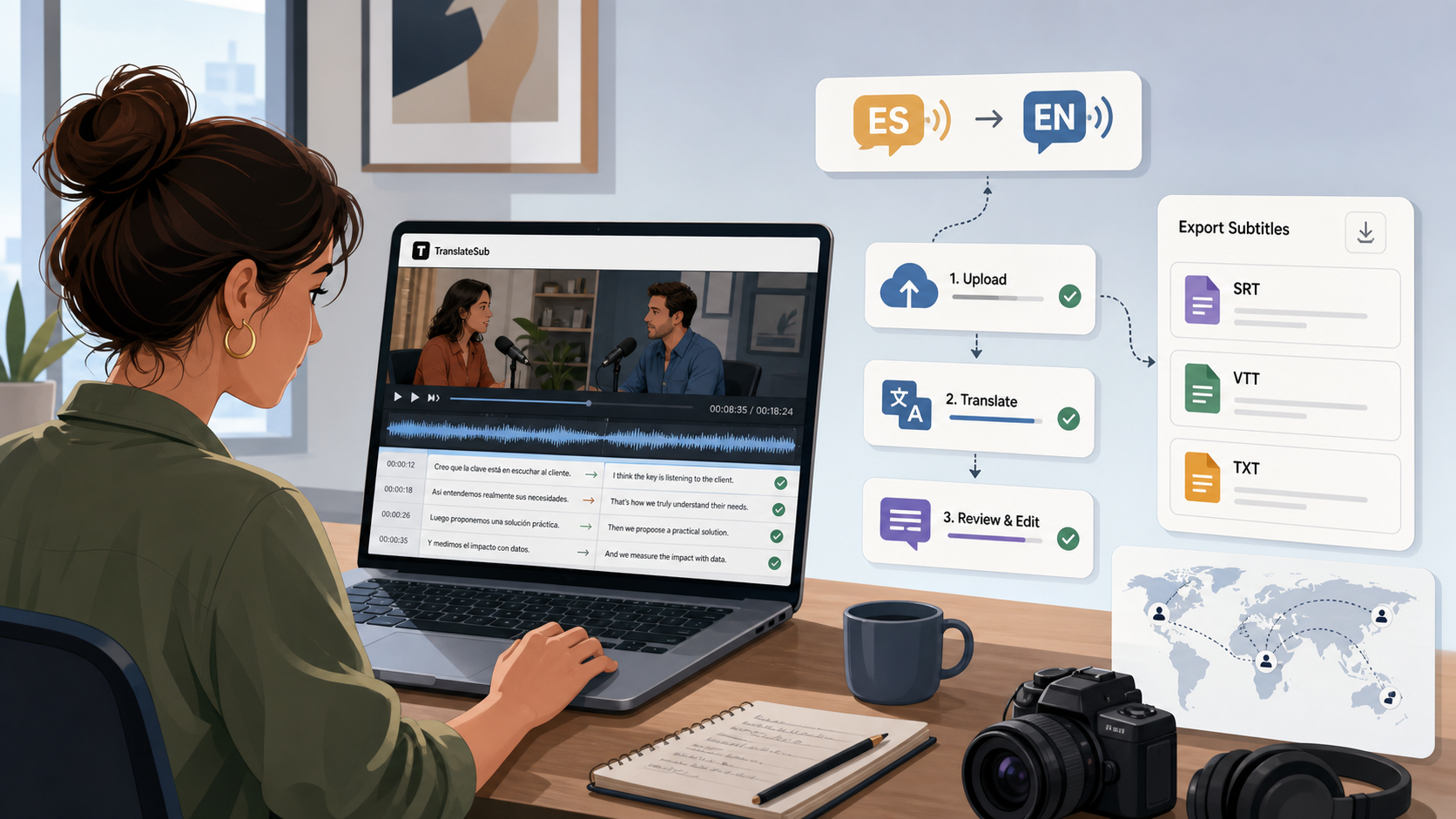 How to Translate Spanish Audio and Video into English Subtitles
